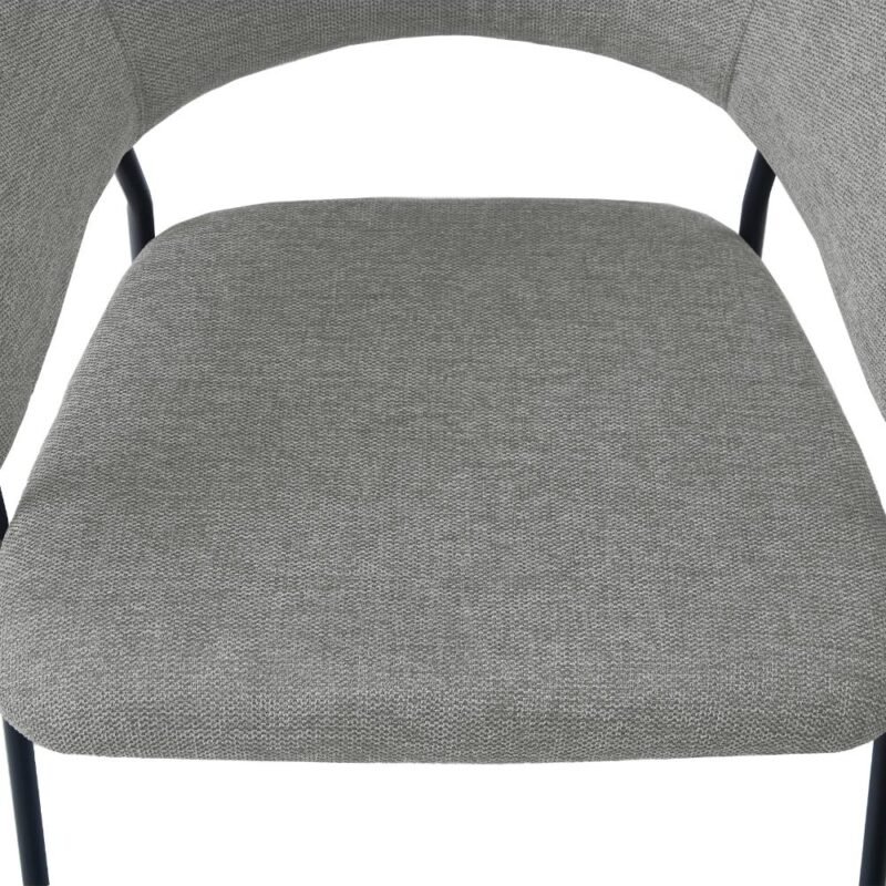 Linen Dining Chairs-Mid Gray P7 Linen Dining Chair in Mid Gray with Arms and Sturdy Metal Frame Legs