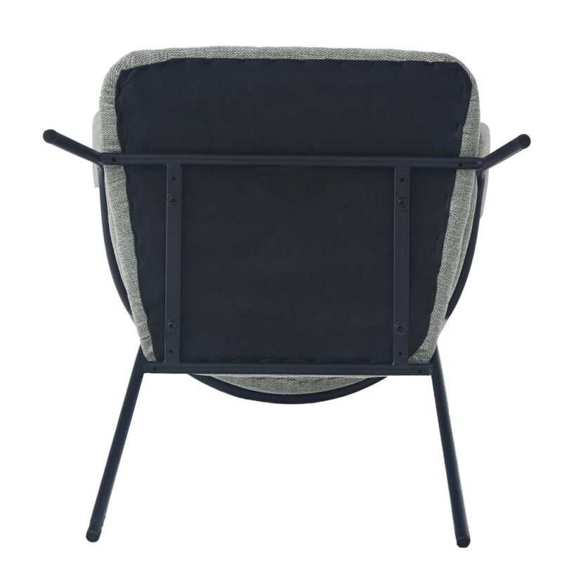 Linen Dining Chairs-Mid Gray P8 Linen Dining Chair in Mid Gray with Arms and Sturdy Metal Frame Legs