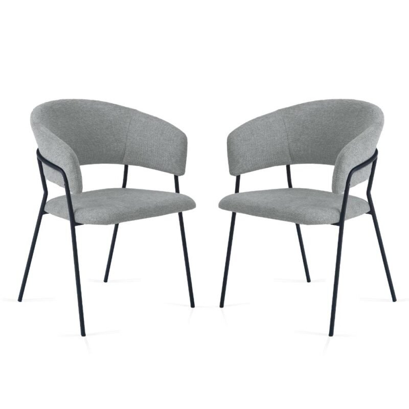 Linen Dining Chair in Mid Gray with Arms and Sturdy Metal Frame Legs Linen Dining Chair in Mid Gray with Arms and Sturdy Metal Frame Legs