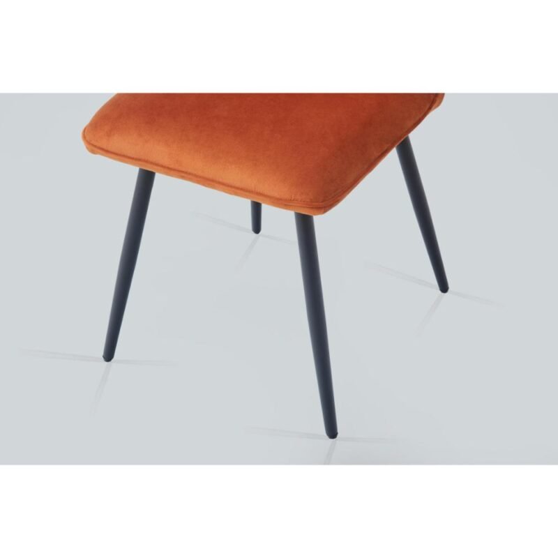 Velvet Dining Chairs-Orange P10 Velvet Dining Chairs in Orange with Black Metal Legs