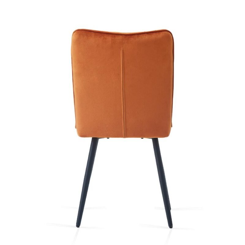 Velvet Dining Chairs-Orange P11 Velvet Dining Chairs in Orange with Black Metal Legs