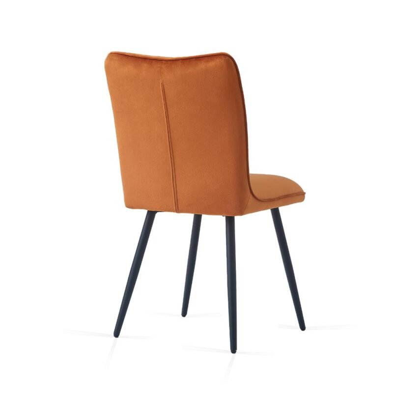 Velvet Dining Chairs-Orange P4 Velvet Dining Chairs in Orange with Black Metal Legs