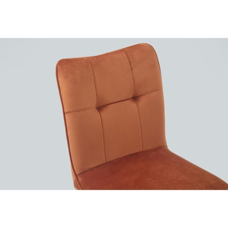 Velvet Dining Chairs-Orange P7 Velvet Dining Chairs in Orange with Black Metal Legs