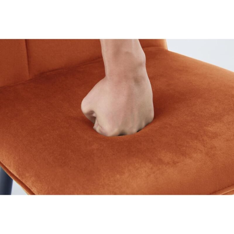 Velvet Dining Chairs-Orange P8 Velvet Dining Chairs in Orange with Black Metal Legs