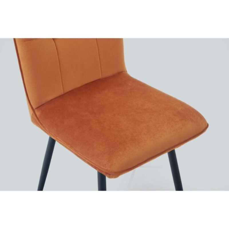 Velvet Dining Chairs-Orange P9 Velvet Dining Chairs in Orange with Black Metal Legs
