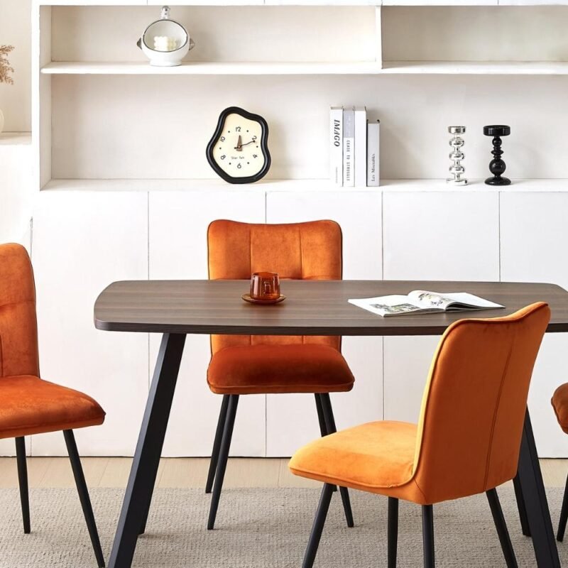 Velvet Dining Chairs in Orange