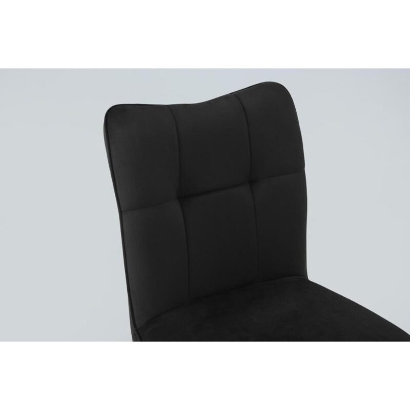 Velvet Dining Chairs in Black with Black Metal Legs