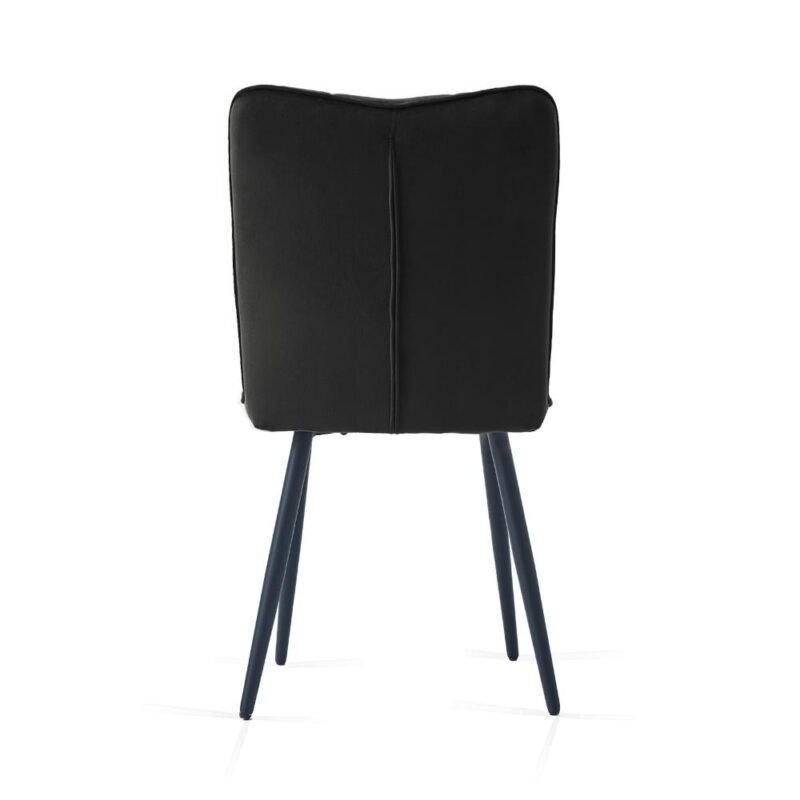 Velvet Dining Chairs in Black with Black Metal Legs