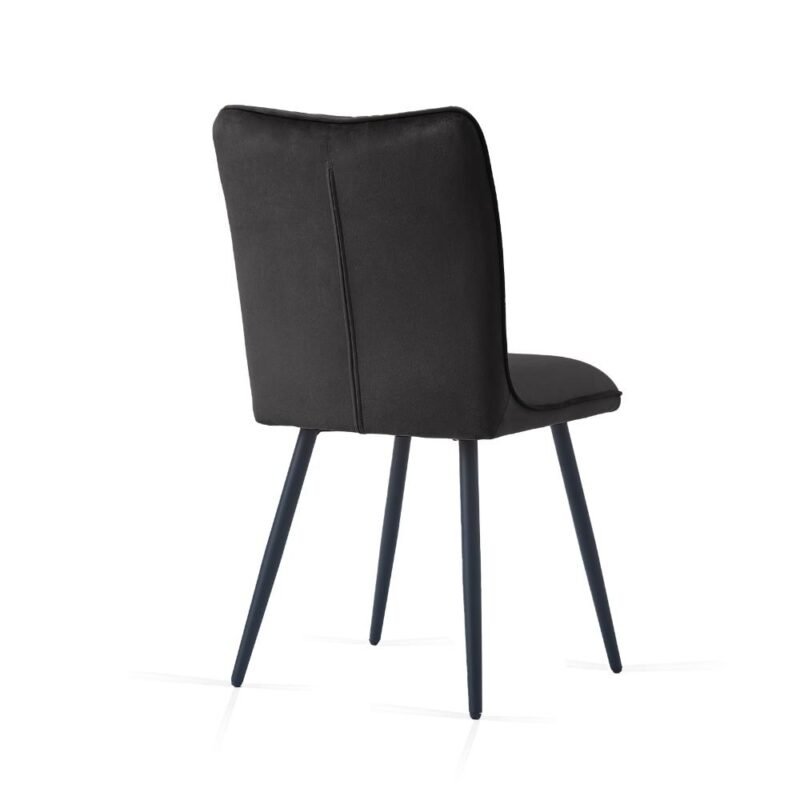 Velvet Dining Chairs in Black with Black Metal Legs