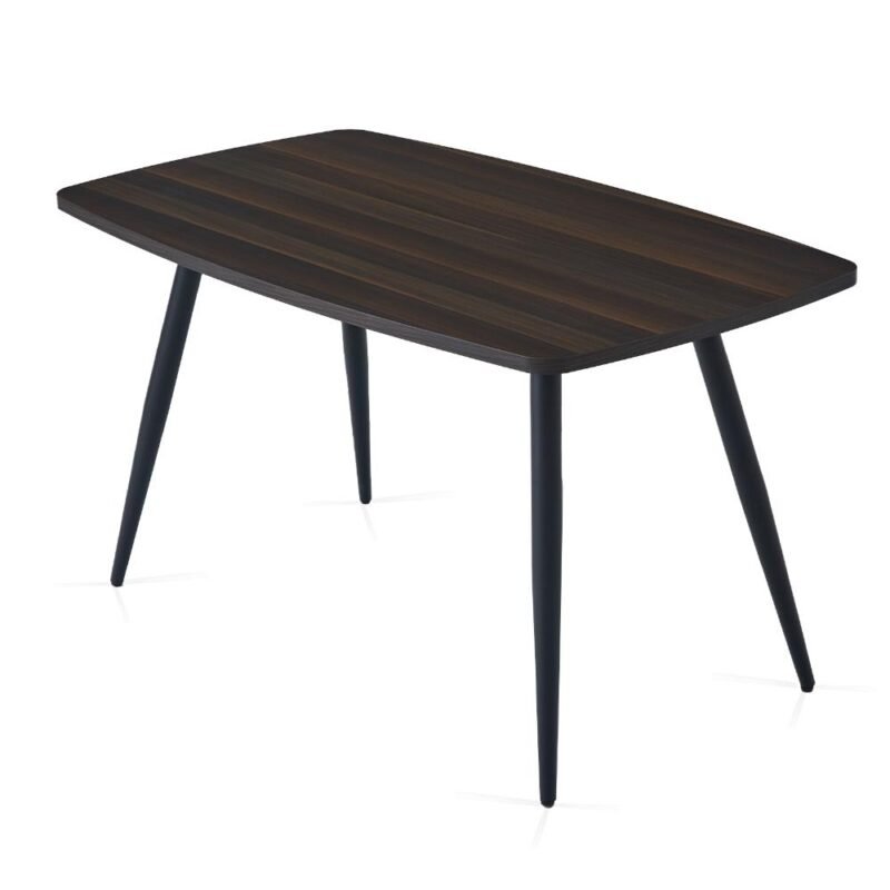 Dark Walnut Rectangle Dining Table with Round Legs