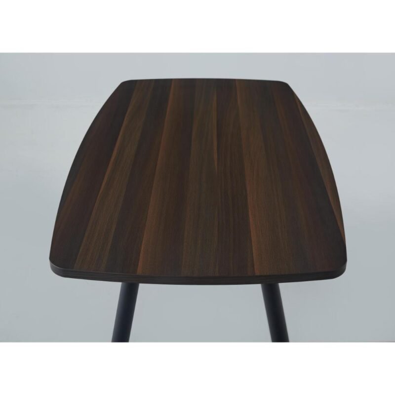 Dark Walnut Rectangle Dining Table with Round Legs