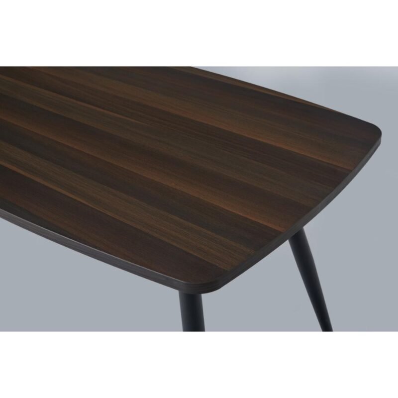 Dark Walnut Rectangle Dining Table with Round Legs