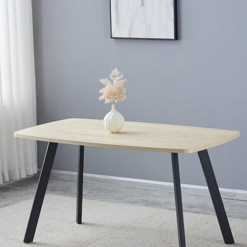 Stylish Light Oak Rectangle Dining Table with Flat Legs