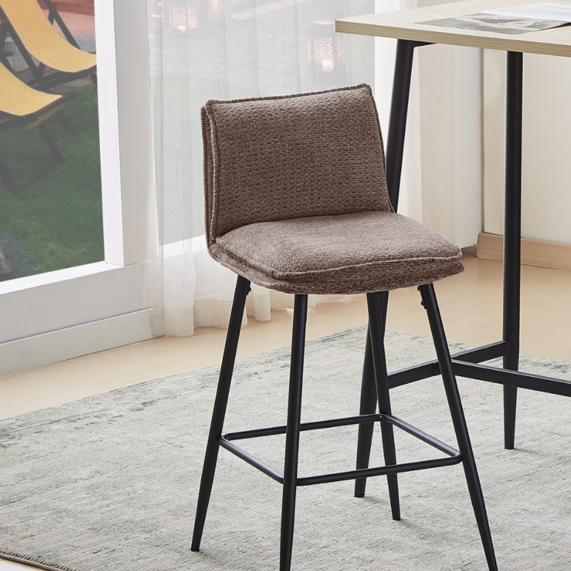 Chenille Fabric Barstools in Brown