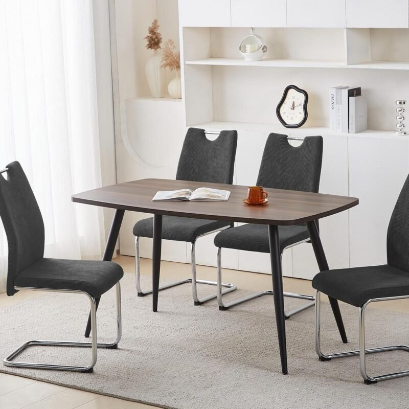 Set of 4 Corduroy Fabric Modern Kitchen Dining Chair