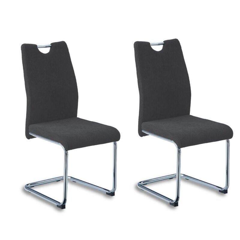 Set of 2 Corduroy Fabric Modern Kitchen Dining Chair