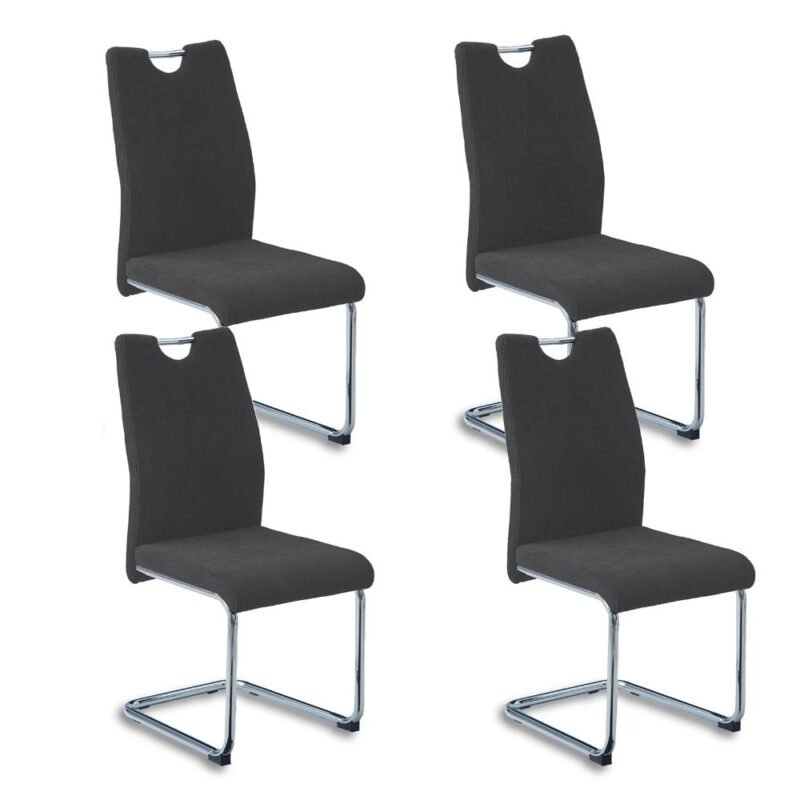 Set of 4 Corduroy Fabric Modern Kitchen Dining Chair