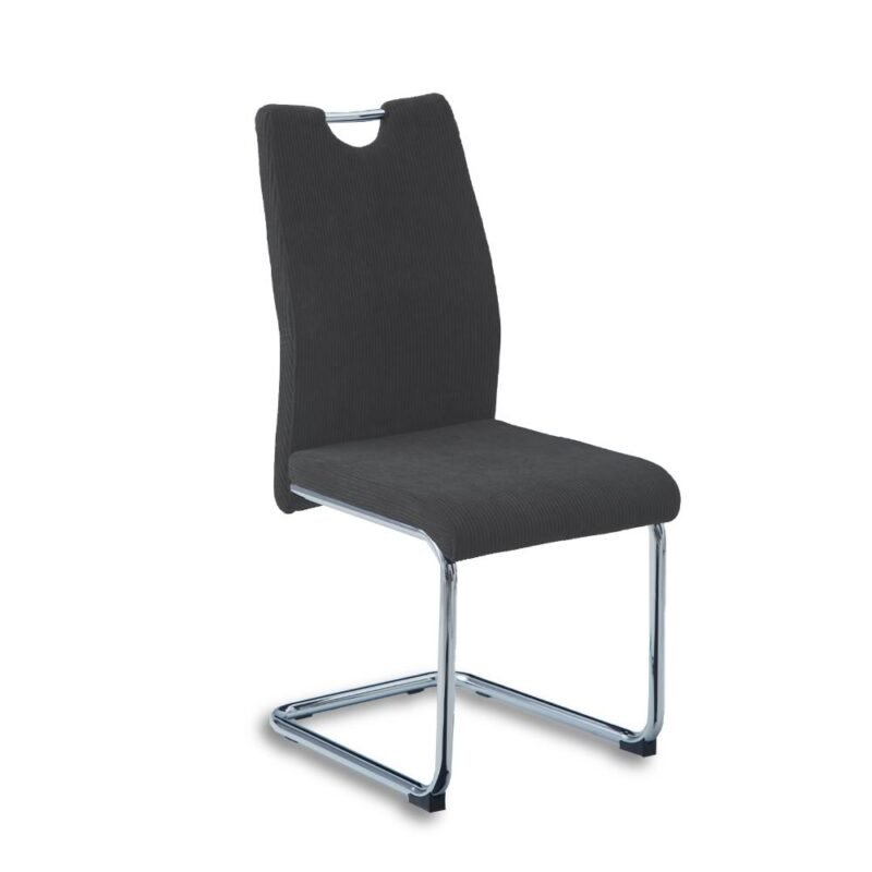 Corduroy Fabric Dining Chair in Dark Gray