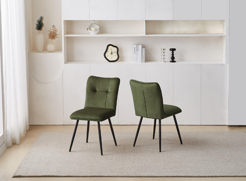 Pair of Green Velvet Chairs