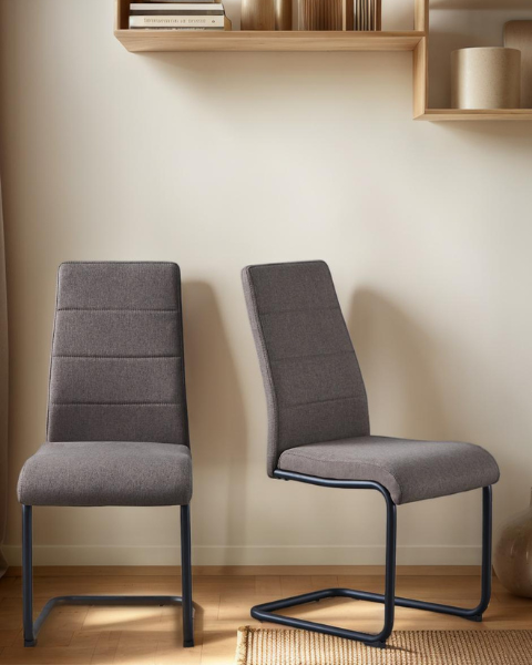 Pair of upholstered chairs, black frame