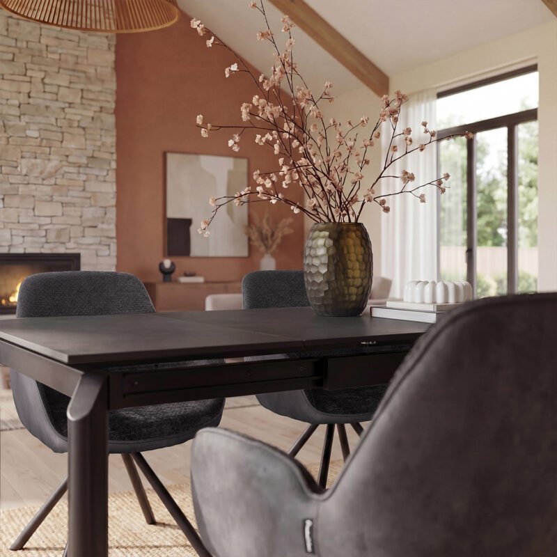 Linear grey dining table