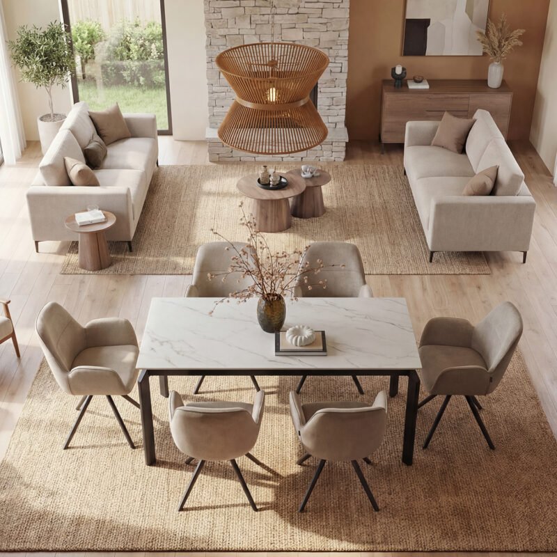 Linear white dining set
